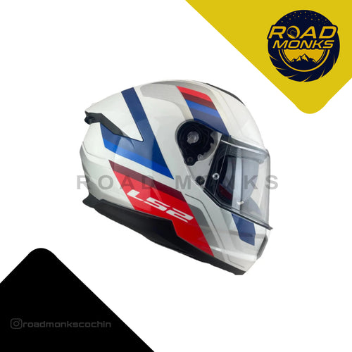 LS2 Stream 2 Full Face Helmet White with Blue/Red Graphics